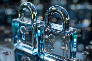 Wall Mural - transparent plastic padlocks illuminated, showcasing innovative design and colorful aesthetics