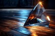 © Leo - Crystal pyramid refracting light on wooden surface, depicting clarity and geometric precision