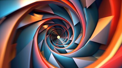 Graphic design art of abstract illusion of spiral with geometric