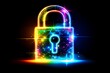 © Leo - Neon padlock with vibrant colors, symbolizing bright futures in cybersecurity and data privacy