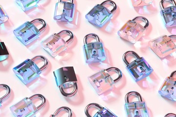 Array of digital padlocks on screen, representing the scalability and adaptability of cyber security