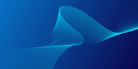 Vector Futuristic Technology dark blue gradient color background with wave lines.