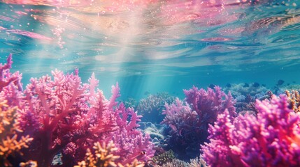 Wall Mural - Coral Reef Underwater with Sun Rays