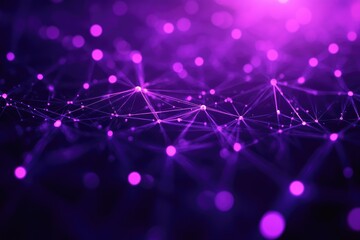 Wall Mural - Abstract Purple Network with Glowing Nodes and Lines