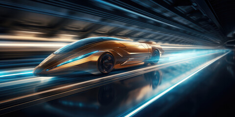 Poster - Futuristic High-Speed Vehicle Racing through Tunnel