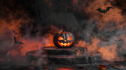 terrifying pumpkin for halloween day with dark and neon backgrounds