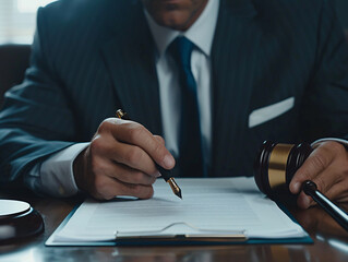 a man signing a document