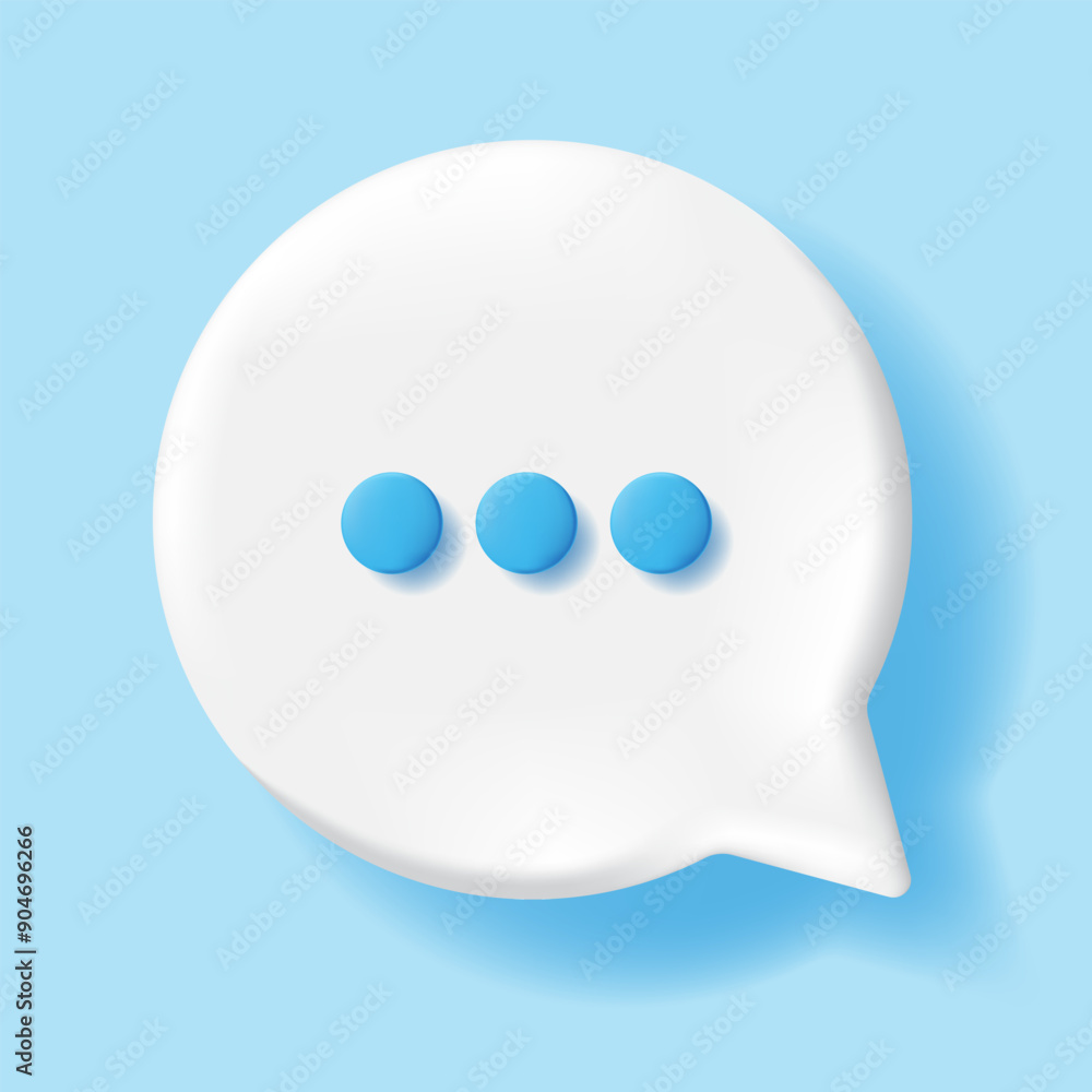 3d Speech bubble with three dots , Chat message notification, white ...