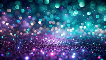 Wall Mural - Background of abstract glitter lights. purple, teal, and black banner. de-focused.