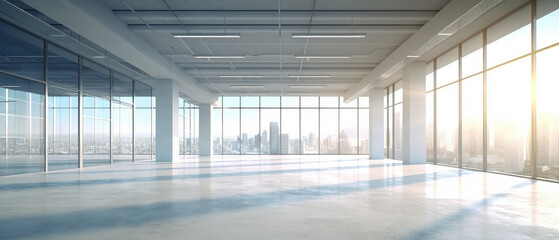 Wall Mural - Modern Spacious Empty Office with City View