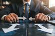 © Emanuel - Business decision concept. Businessmen giving advice with arrow pathway choices