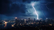 © evening_tao - Electric Storm Illuminates Urban Skyline