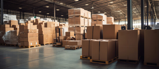 Sticker - Industrial Warehouse Full of Cardboard Boxes