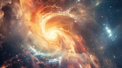 Wall Mural - Vivid galaxy swirl capturing the beauty of the cosmos with radiant colors and intricate star formations in the universe.