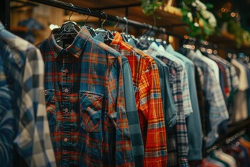 Row of clothes hanging on rack