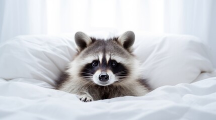 Wall Mural - Raccoon in bed