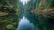 © MetaPixel - Clean river landscape featuring striking forest reflections