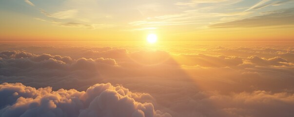 Wall Mural - Breathtaking Sunrise Above Fluffy Clouds Panorama