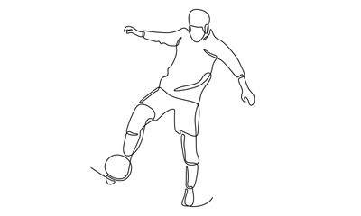 Wall Mural - continuous Line art of Soccer player illustration