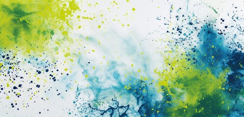 Wall Mural - Vivid Blue and Yellow Ink Splatter Abstract Art