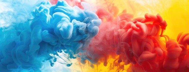 Sticker - Abstract Colorful Smoke Clouds on Bright Background