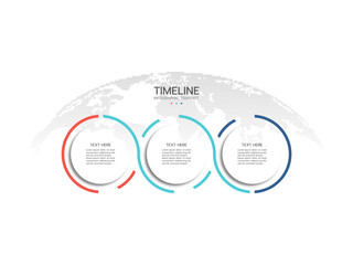 Business infographic template. Timeline infographics with 3 steps, options.