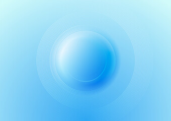 Aufkleber - Bright blue blurred 3d circle and radial lines abstract minimal geometric background. Vector tech design