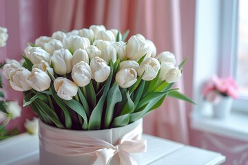 Sticker - White tulips in box