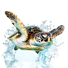 Wall Mural - Sea Turtle Illustration On A White Background 