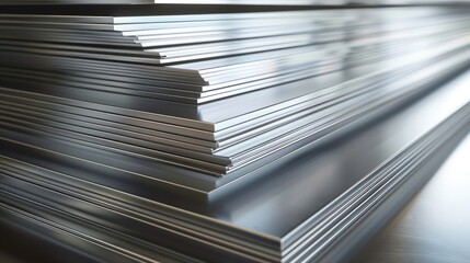 Poster - Stack of Shiny Metal Sheets