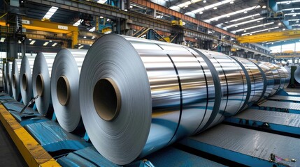 Sticker - Industrial Steel Rolls in Modern Warehouse