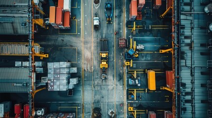 Wall Mural - Aerial View of a Busy Shipping Yard