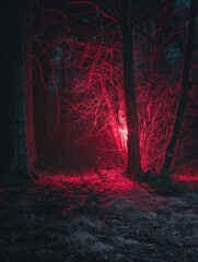 Wall Mural - Red Light Through Tree Branches