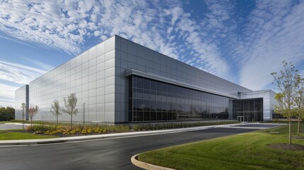 Sticker - Modern Industrial Building Exterior with Blue Sky