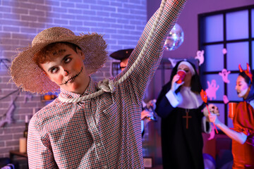 Canvas Print - Young man in costume at Halloween party