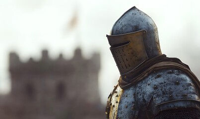 Armored knight of middle age epic, Generative AI