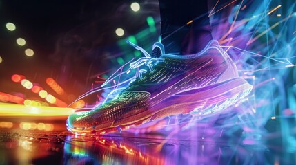 Sticker - Running Shoe with Neon Lights