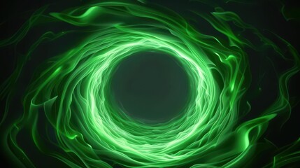 Poster - A captivating green fire portal, swirling with mystical energy, draws the eye against a  black backdrop, igniting wonder.