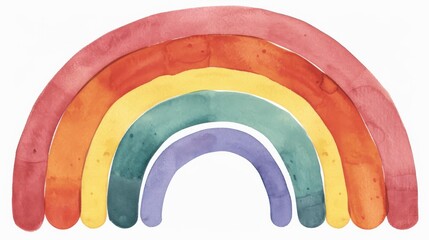 Canvas Print - Bright and cheerful watercolor rainbow illustration, perfect for adding a touch of joy to any white background decor.