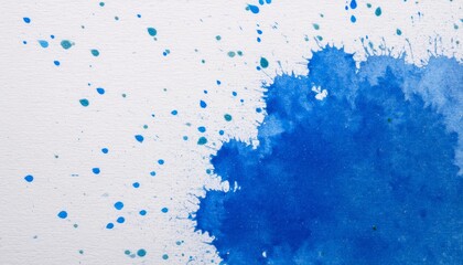 Canvas Print - Blue watercolor splash art on a white drawing paper background