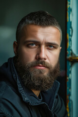 Poster - A man with a long beard and a black jacket.