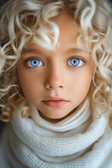 Sticker - A little girl with blue eyes wearing a white scarf