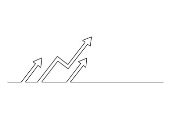 Wall Mural - Business growth graph and arrow continuous one line drawing vector illustration. Pro vector