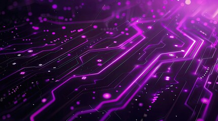 Wall Mural - Abstract Purple Circuit Board with Glowing Lines