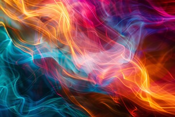 Canvas Print - Vibrant swirls of moving neon colors create an abstract pattern, Fluorescent colors blurring together in motion