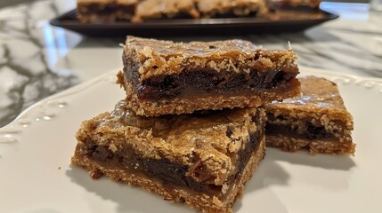 Wall Mural - Homemade Fig Bars Stacked on Rustic Wood Table