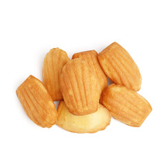 Sticker - Delicious Madeleine cookies on white background