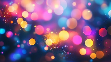 Wall Mural - blurred light effects with neon glow, creating a festive and abstract background.