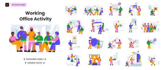 Working Offie Activity Candy Illustration Kit Pack