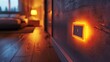 © fotofabrika - Illuminated Wall Switch in Cozy Bedroom During Soft Evening Light